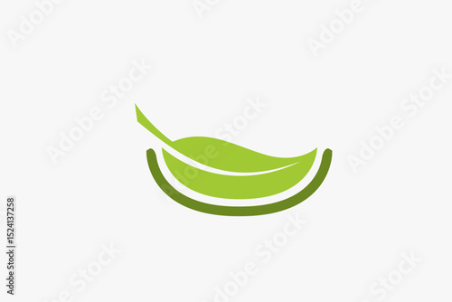 Leaf and bowl green logo