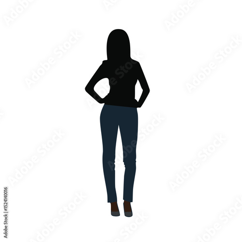 Woman silhouette back view casual fashion jeans