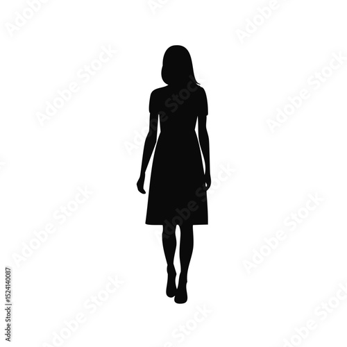 Woman walking away silhouette simple minimalist design