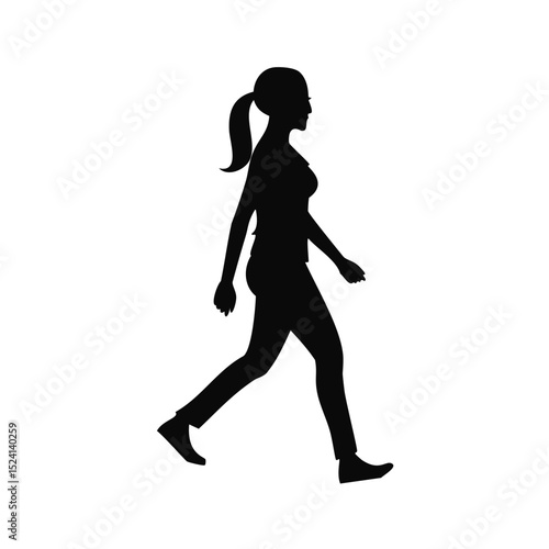 Woman walking silhouette side profile casual