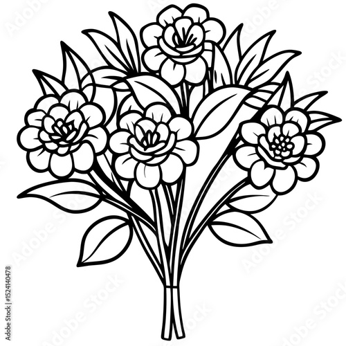 Plants and flowers coloring page vector design for kids