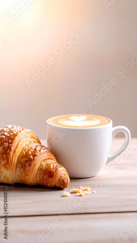 Morning coffee with croissant