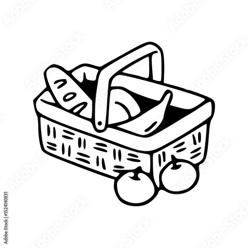 outdoor lunch hamper vector illustration