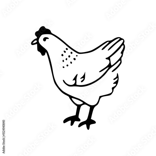 cute hen farm animal illustration