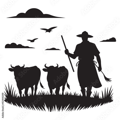  High-Quality Vector Collection of Cows and Calves – Clean, Editable Black Animal Silhouettes Perfect for Agricultural, Rural, and Organic Product Themes.