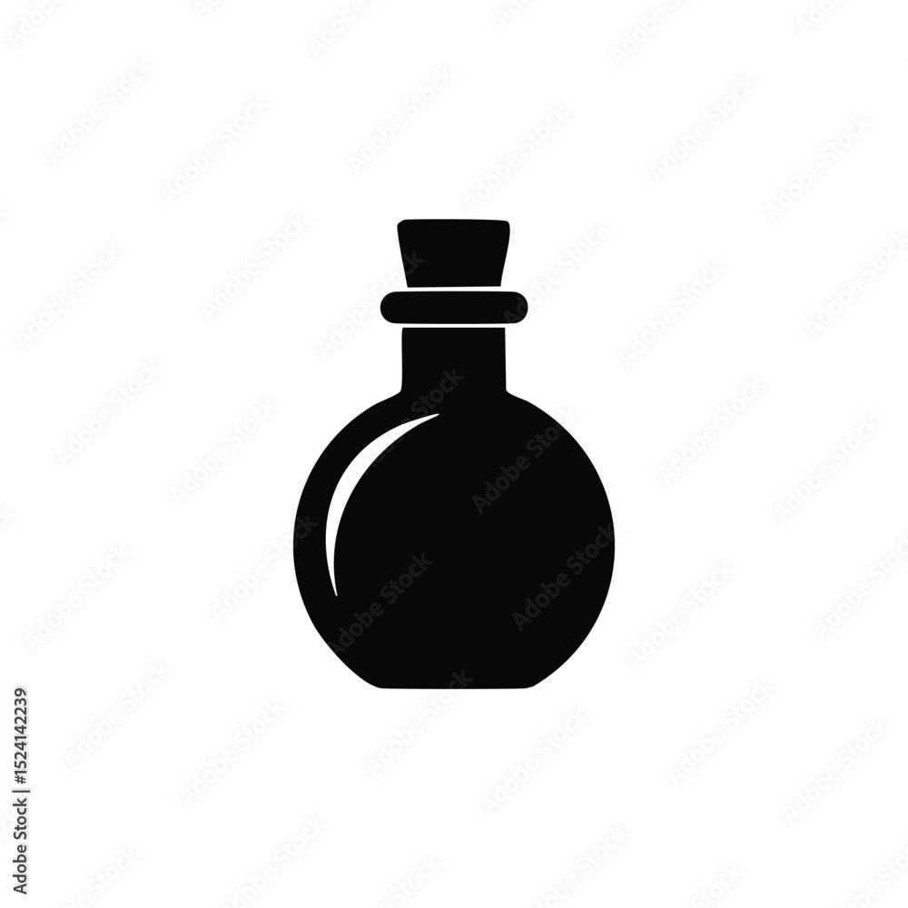 Round glass bottle with cork stopper simple icon Round glass bottle with cork stopper simple icon