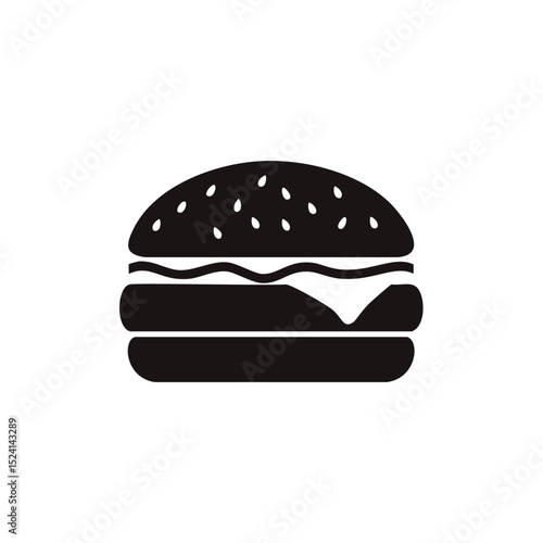 Delicious cheeseburger simple black icon graphic