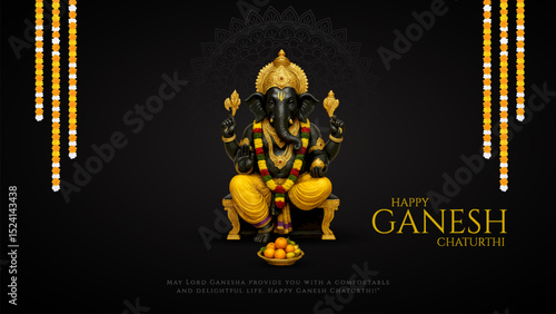 Lord Ganpati on Ganesh Chaturthi background. abstract vector illustration design background. Ganesh Chaturthi social media banner design with Lord Ganesh Vector.
