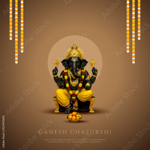 Lord Ganpati on Ganesh Chaturthi background. abstract vector illustration design background. Ganesh Chaturthi social media banner design with Lord Ganesh Vector.
