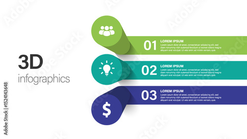 3D Infographics tab paper index template. Vector illustration abstract background. 3 Business step, banner, web design. Business infographic template. 5 Step timeline journey. 