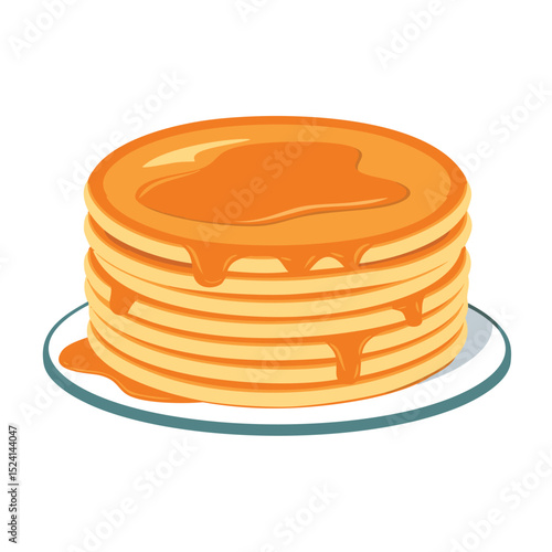 Delicious stack of pancakes drizzled with maple syrup