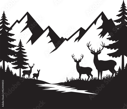Mountain Deer SVG – Wild Forest Silhouette for Rustic Crafts

Stag in the Mountains – Outdoor Wildlife Clipart for Decor

Deer and Pine Trees SVG – Majestic Buck Design for DIY Projects

Wild Deer Sil
