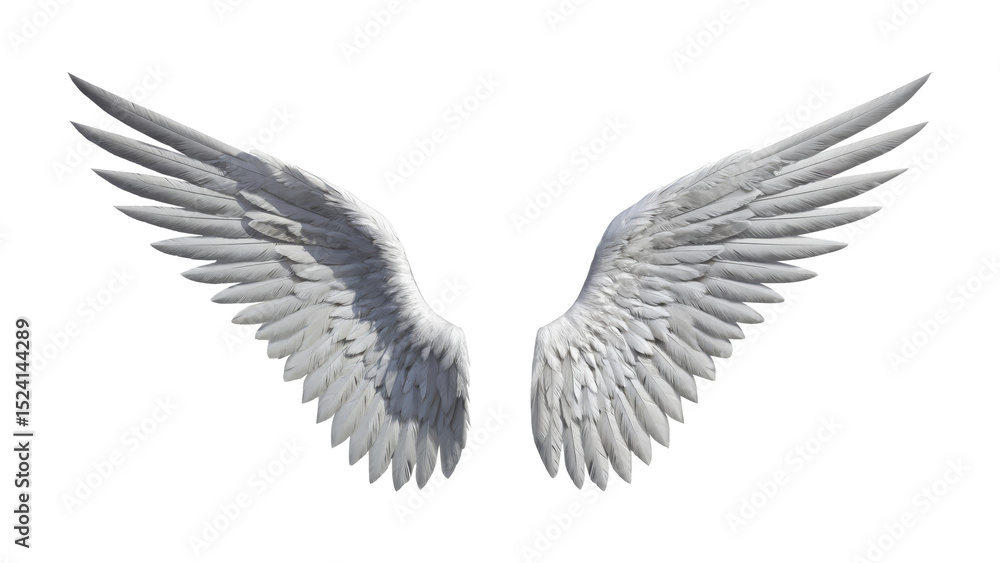 Fototapeta premium Majestic White Angel Wings Isolated on Transparent Background Perfect for Fantasy and Spiritual Themes
