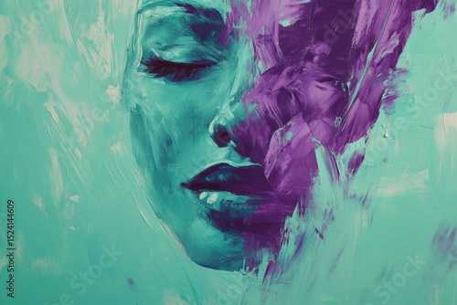 Wallpaper Mural clean modern mint green and purple abstract art with an face hidden  Torontodigital.ca