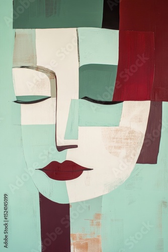 Wallpaper Mural clean modern mint green bordeaux red abstract art  Torontodigital.ca