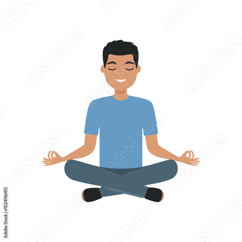 Man meditating peaceful yoga pose mindfulness relaxation