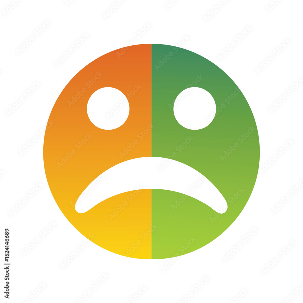 Obraz premium Mixed feelings sad happy face icon gradient design