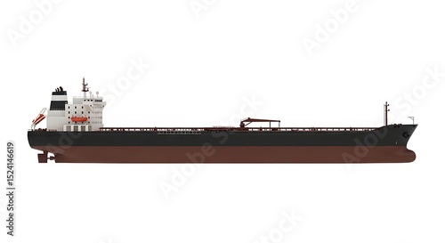 Oil Tanker Ship Isolated on White Background Side View