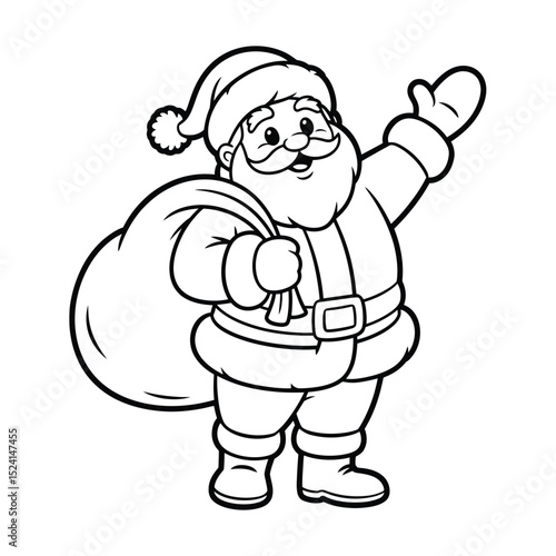 Vector illustration of a jovial Santa Claus with a smile Christmas background with white