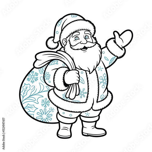 Vector illustration of a jovial Santa Claus with a smile Christmas background with white