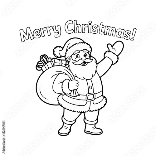 Vector illustration of a jovial Santa Claus with a smile Christmas background with white