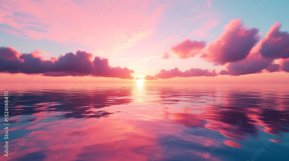 Obraz premium Serene sunset over a calm sea.