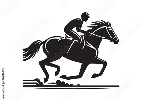 A man riding a horse with high speed running Silhouette Vector