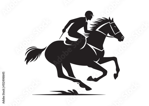 A man riding a horse with high speed running Silhouette Vector