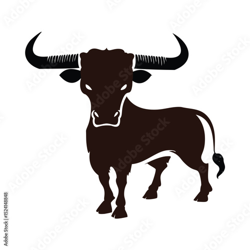 Powerful silhouette of a mighty bull