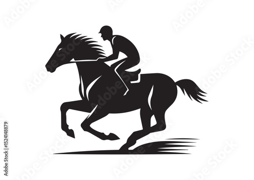 A man riding a horse with high speed running Silhouette Vector