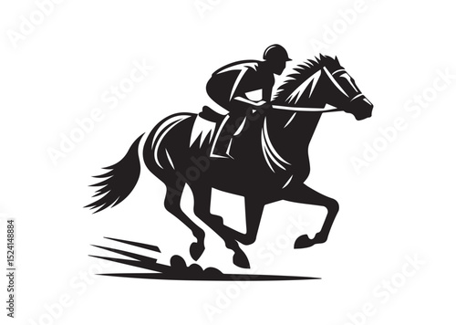 A man riding a horse with high speed running Silhouette Vector