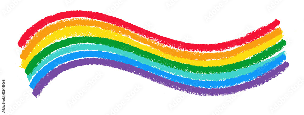 Fototapeta premium Rainbow Wave Crayon Chalk Drawing PNG Transparent