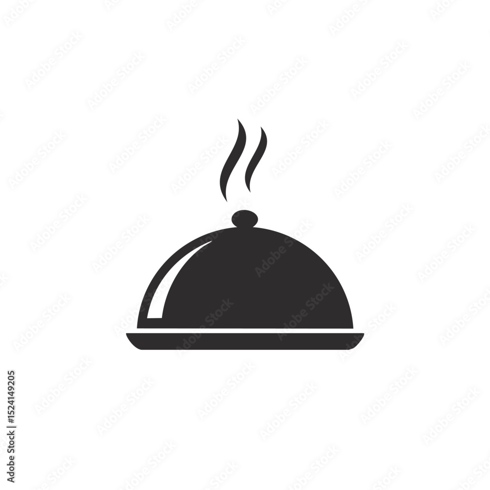 Naklejka premium Restaurant food service hot dish cloche icon