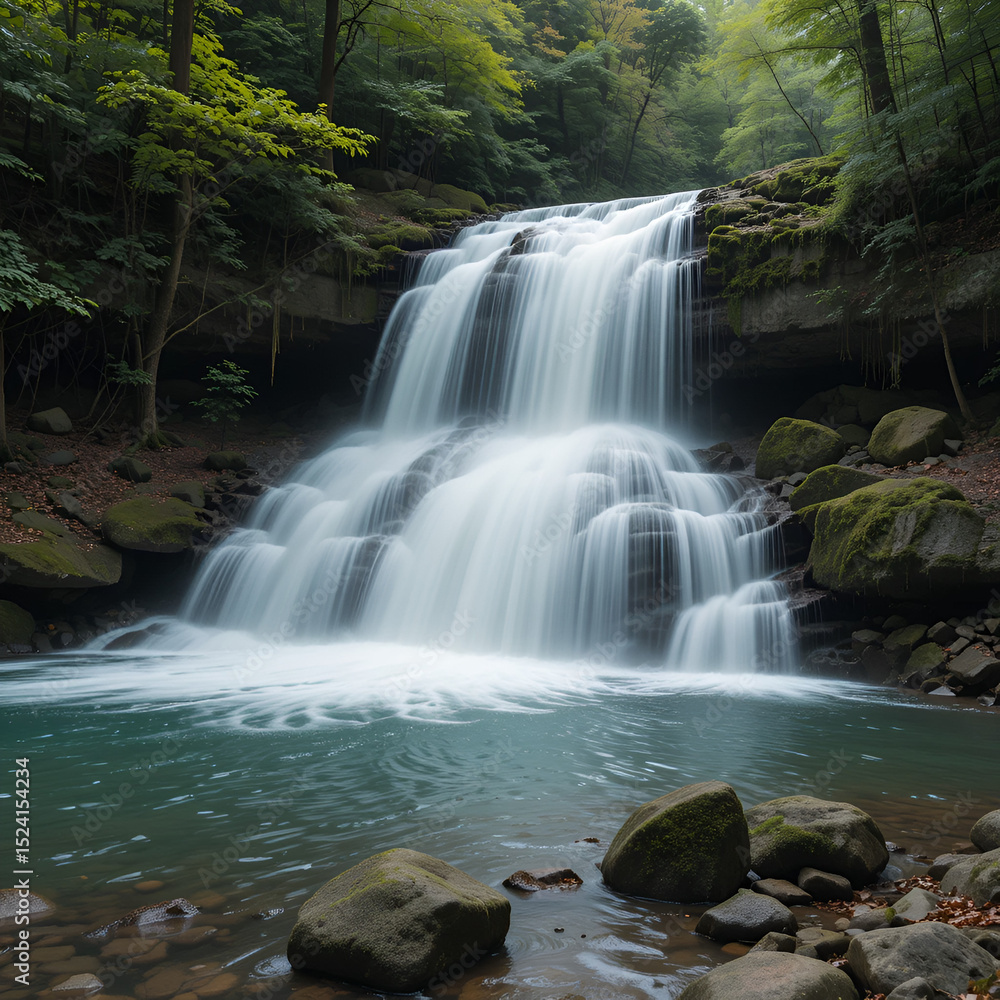 Fototapeta premium waterfall in the forest landscape 