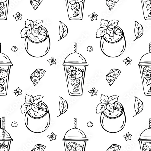 Canvas Print Refreshing drinks, lemonades seamless print