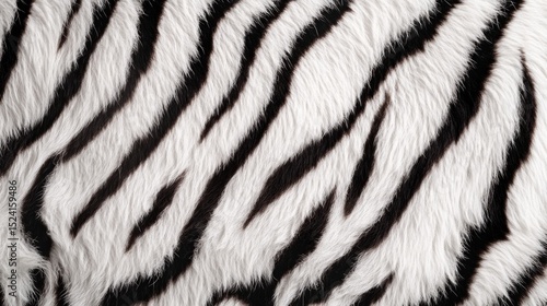 White tiger skin texture with copy space. Close-up white tiger pattern. Big Cat fur. Tiger stripes. Realistic white tiger skin. White tiger design texture. Detailed white tiger skin close-up. 