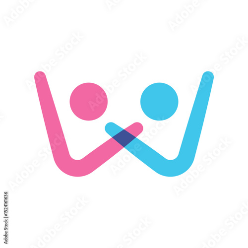 letter w or v people icon vector logo design template