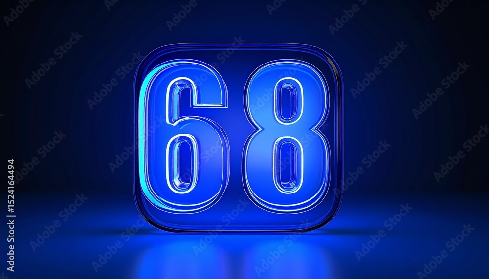 Glowing colorful line inside the glass symbol 68 shape. Glowing colorful line inside the glass symbol 68 shape.