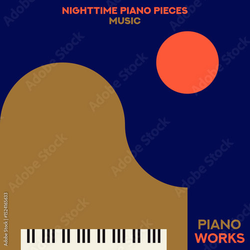 Piano. Musical poster for your design. Music elements design for card, invitation, flyer. Music background vector illustration. Music piano keyboard.