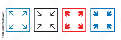 maximize and minimize line Arrows icon set , vector resizing, expanding arrow line icons in thin line style.