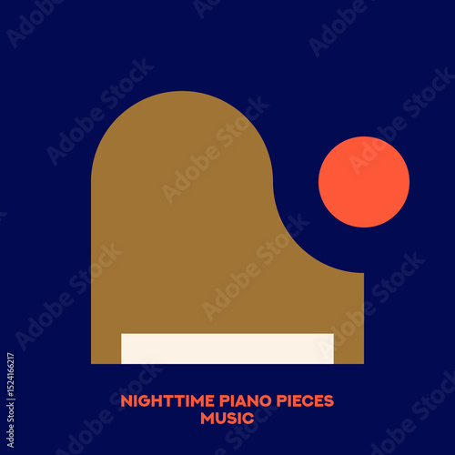 Piano. Musical poster for your design. Music elements design for card, invitation, flyer. Music background vector illustration. Music piano keyboard.