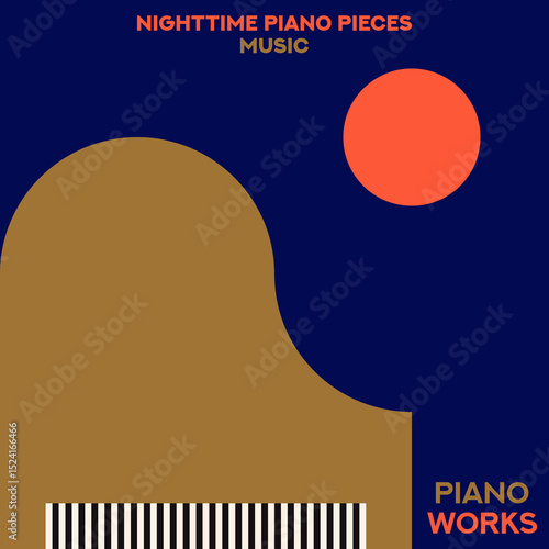 Piano. Musical poster for your design. Music elements design for card, invitation, flyer. Music background vector illustration. Music piano keyboard.