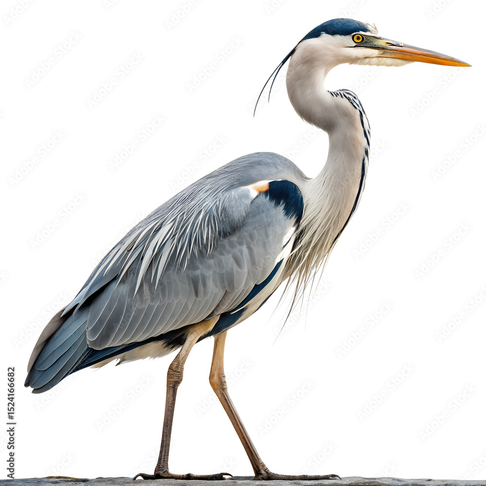 Fototapeta premium A Grey Heron Stands in Calm Stillness 