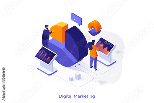 Business Isometric Vector Illustration With Characters