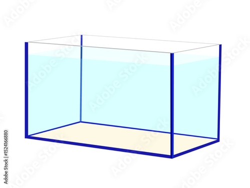 Glass aquarium on white background.