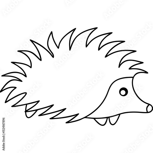 Adorable hedgehog illustration perfect for children's book illustrations. Cute hedgehog drawing with simple lines and details suitable for coloring pages.