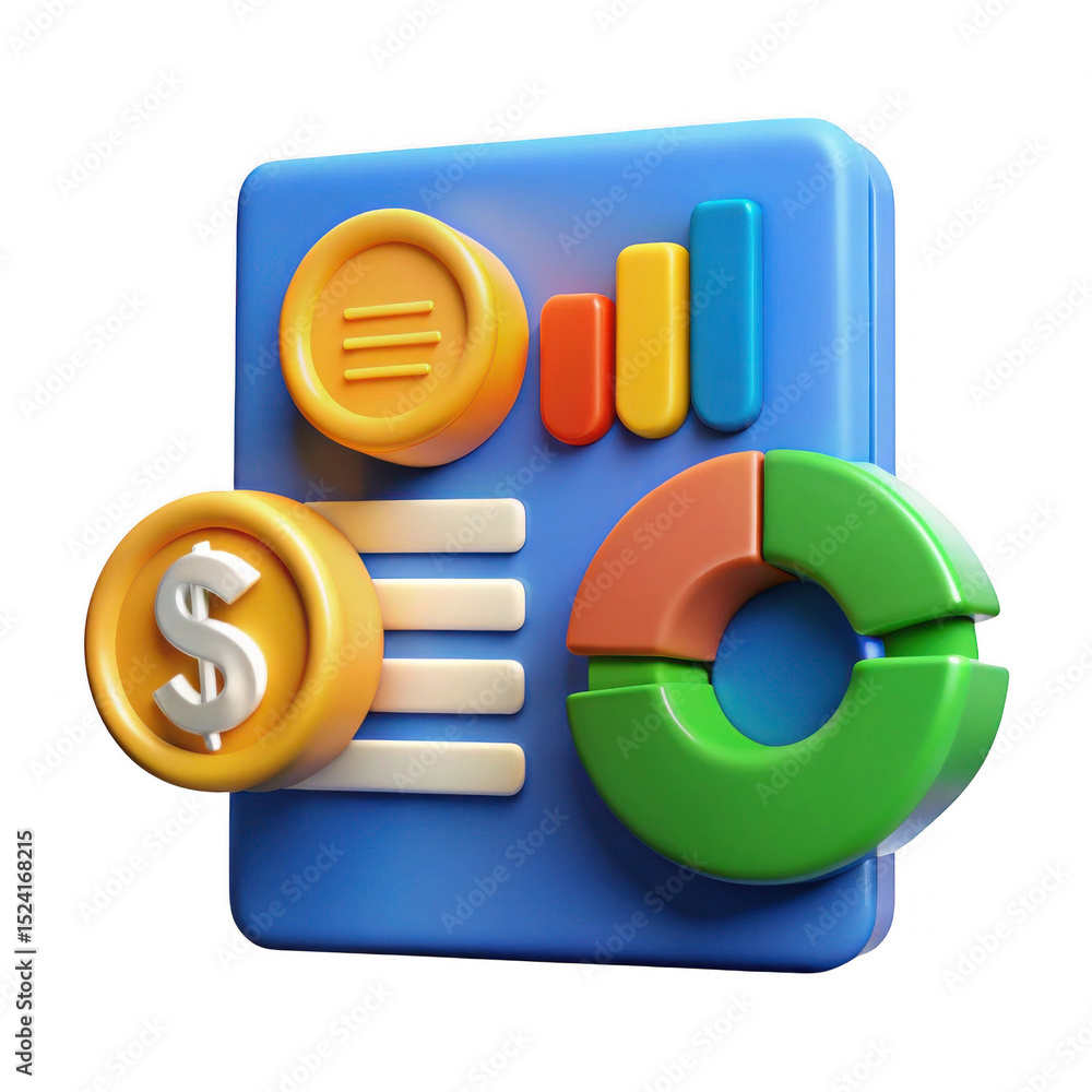 3d finance report icon set isolated on transparent background 3d finance report icon set isolated on transparent background