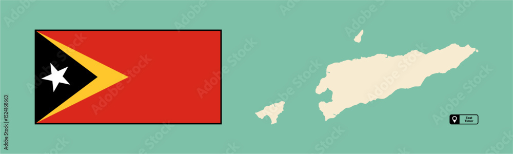 Obraz premium East Timor map and flag vector isolated without background