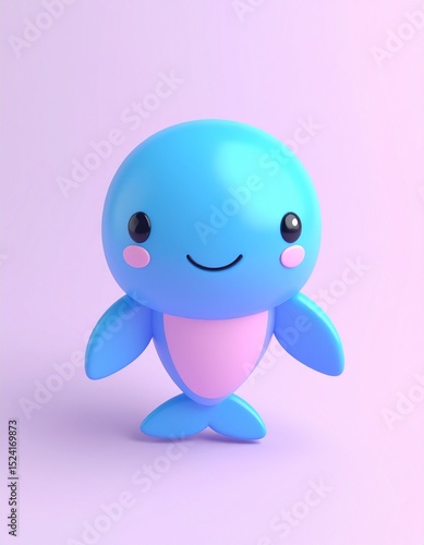 Adorable cartoon-style blue shark with big eyes and a wide smile, designed in a playful and friendly 3D look, perfect for kids or fun ocean-themed designs.