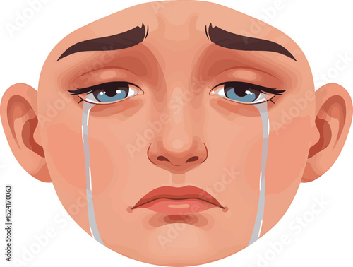 Heartbroken Woman Crying Face Illustration